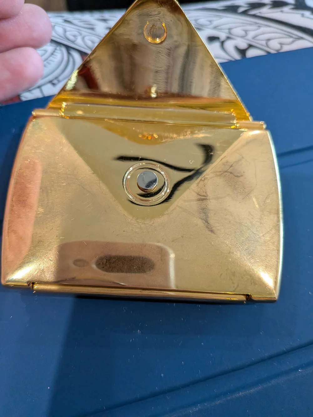 Vintage Gold Compact Mirror Shiny Envelope Style